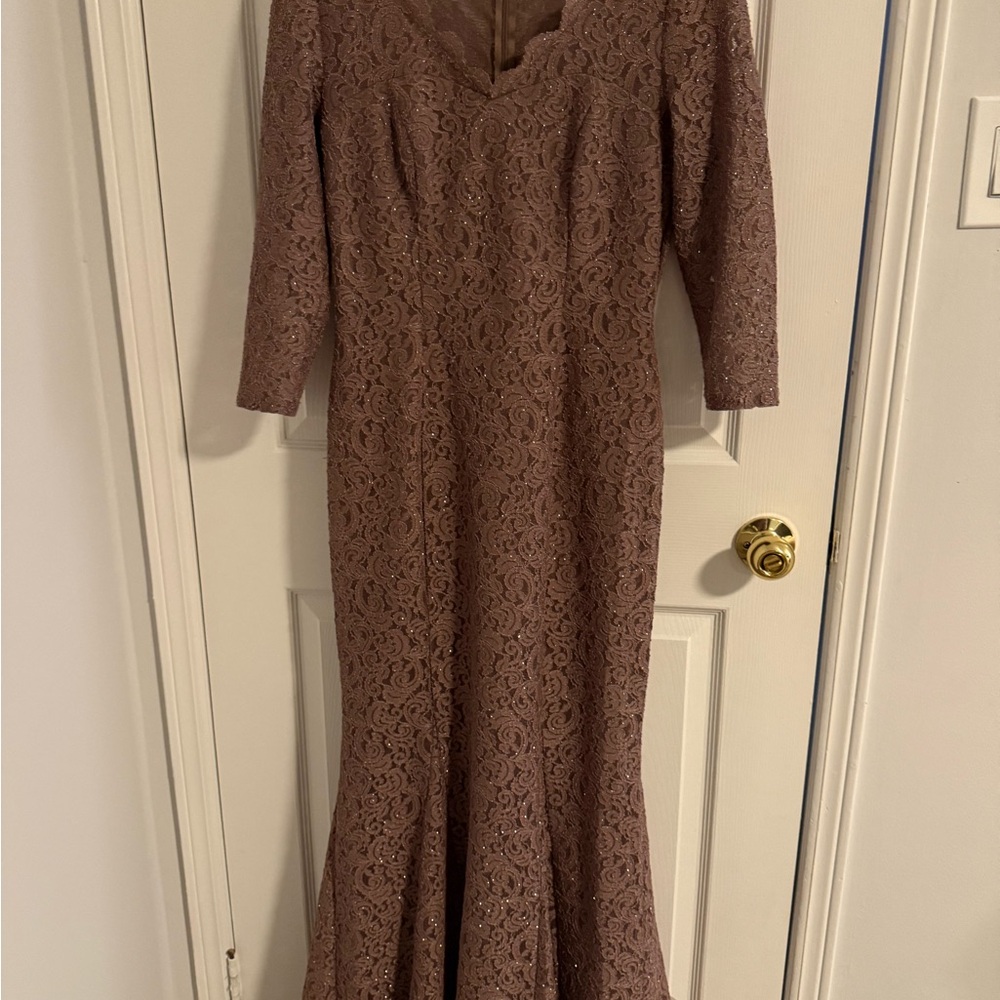 David's Bridal Brown Long Sleeve Sweetheart Gown